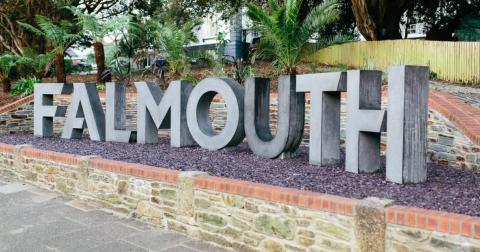 Granite sculpture spelling Falmouth