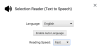 Screenshot of Selection Reader settings window