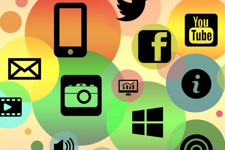 an illustration of many different digital platforms such as facebook, instagram and email