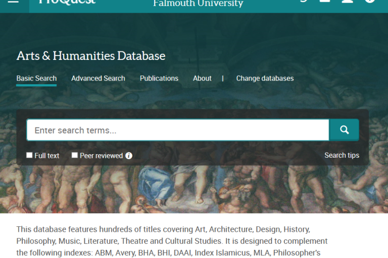 Screenshot of Arts Database