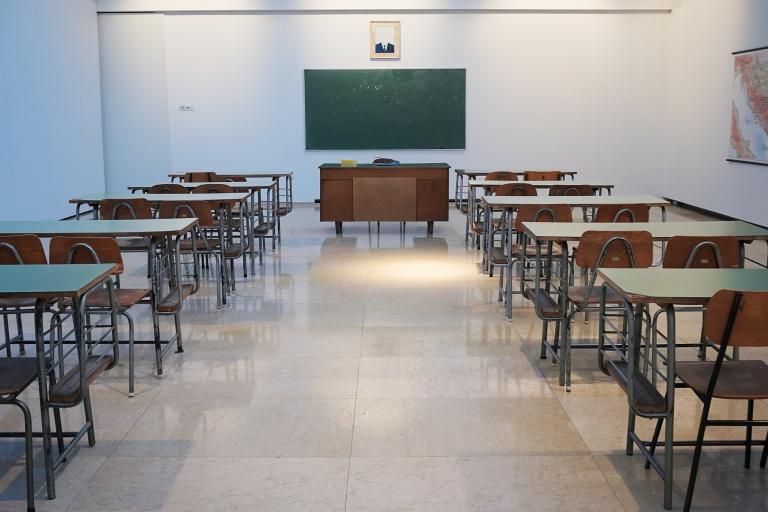 classroom set up for an exam