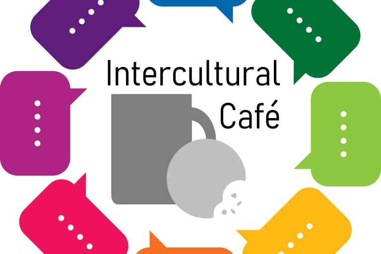Multi-coloured speech bubbles around a cup of tea