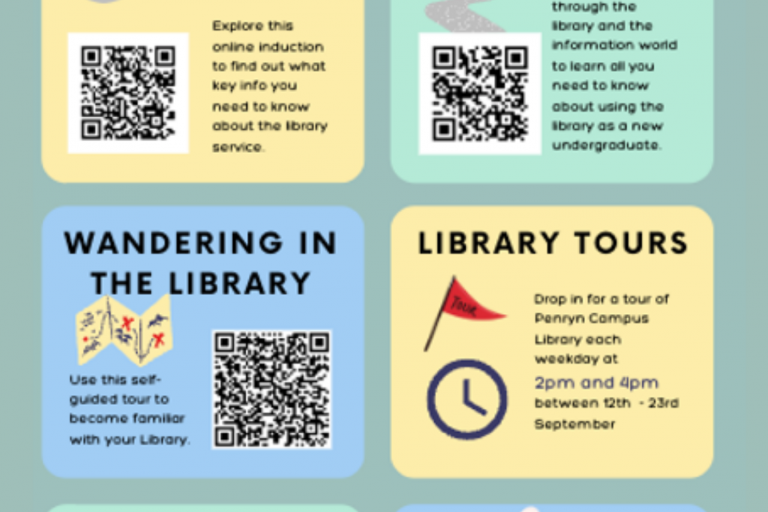 Guide to library for freshers poster