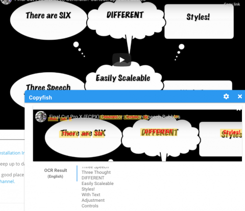 Screenshot of Copyfish extension extracting text from an image