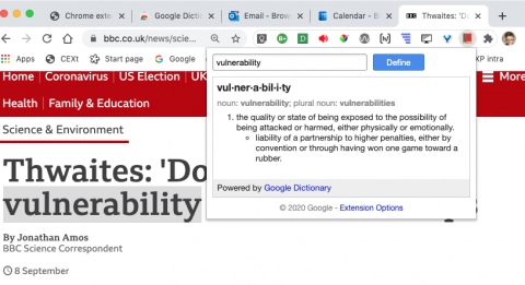 Screenshot of Grammarly showing word definition