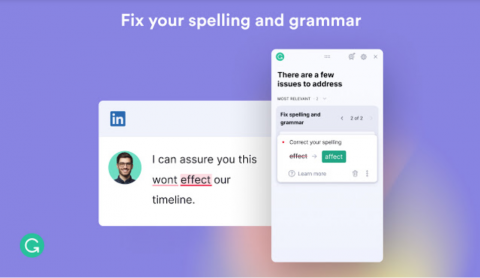 Screenshot of Grammarly showing suggested corrections