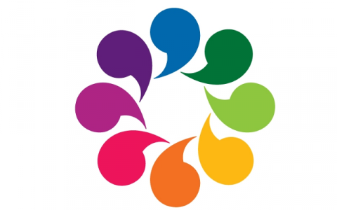 a ring of speech bubbles in different colours