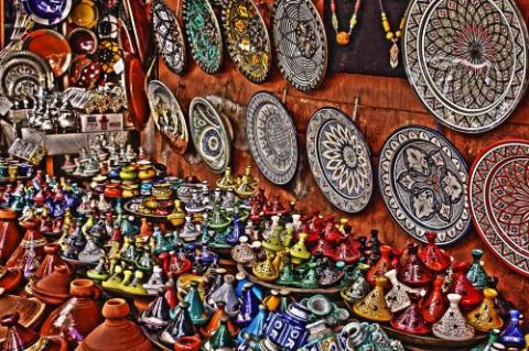a picture of colourful arabic ceramics