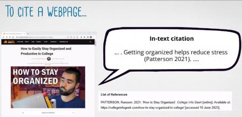 Still from video:  to cite a webpage