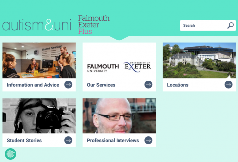 Screenshot of the home page of the FX Plus Autism & Uni toolkit.