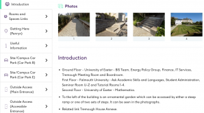 Screenshot of an AccessAble guide for Tremough House, Penryn campus