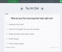 Screenshot of Dayboard showing five tasks to complete