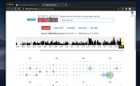 Screenshot of Wayback Machine showing a timeline of archived webpage versions
