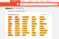 Screenshot of Thesaurus.com showing synonyms of the word 'nice'