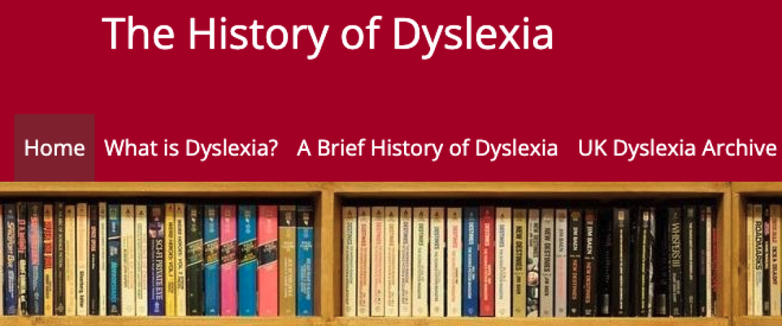 Screenshot of the History of Dyslexia home page.